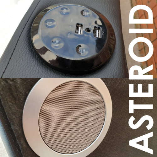 Asteroid Leather King Size Bed speaker